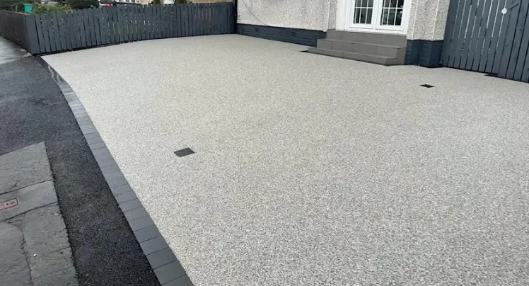 Close view of the aggregate texture in a resin bound surface